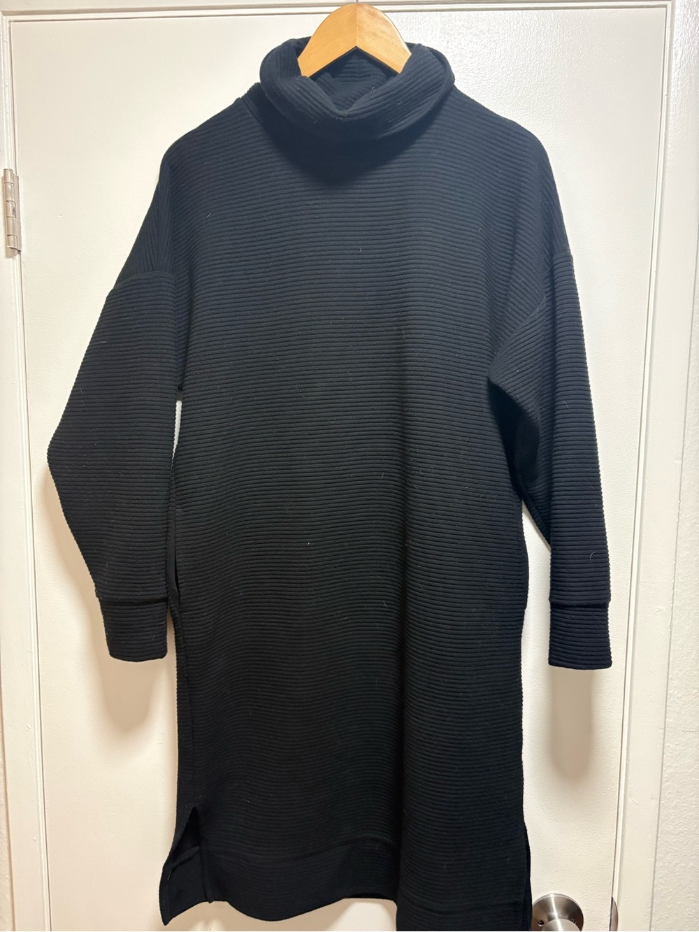 a new day Black Ribbed Turtleneck Dress
